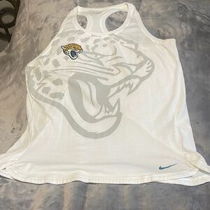 Nike White Racerback Top with Gray Jaguar Design
Women’s XL